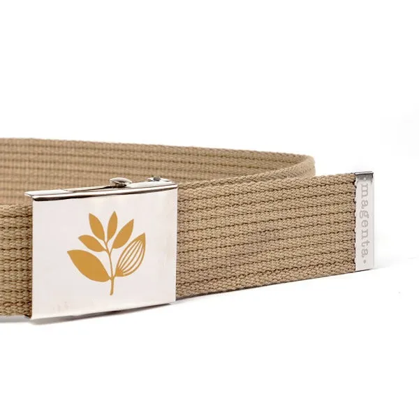 Magenta Plant Buckle Up Belt - Beige