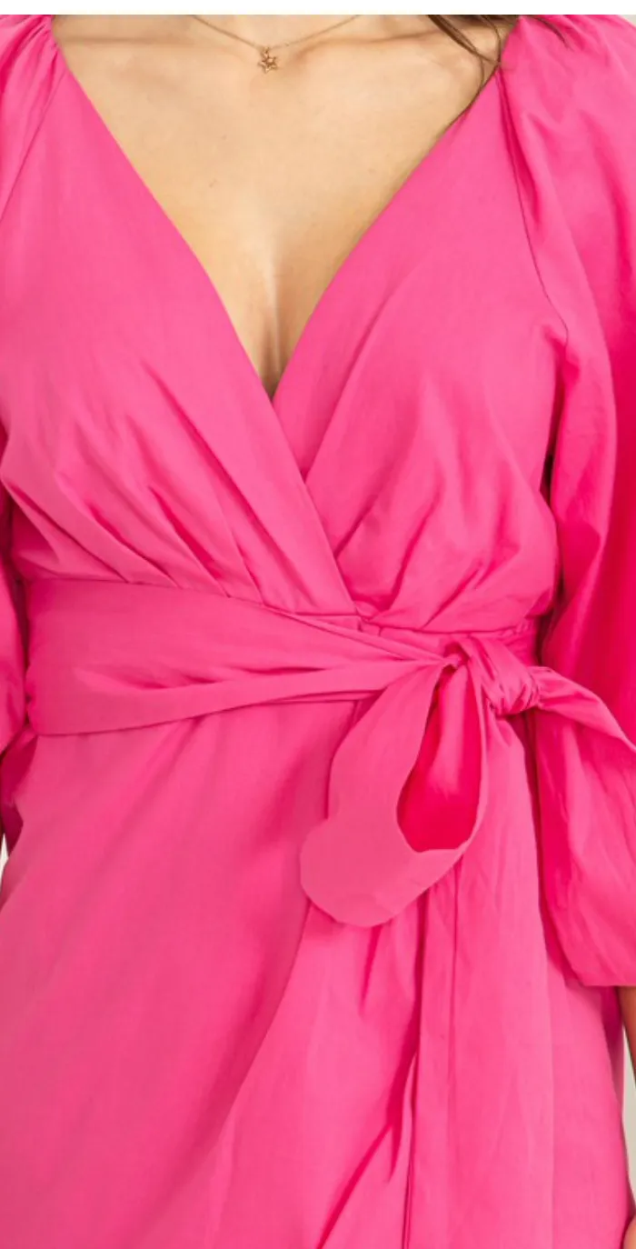 Magenta Puff Sleeve Blouse