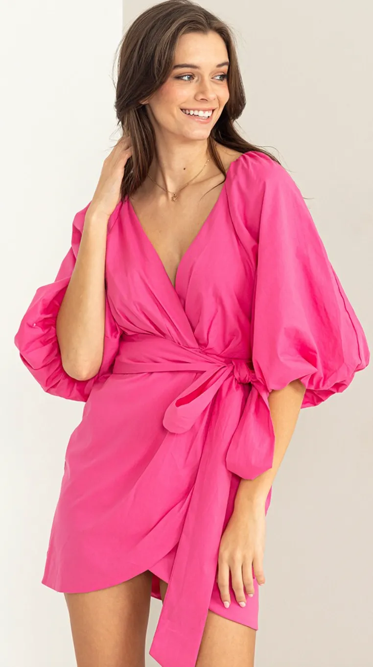 Magenta Puff Sleeve Blouse