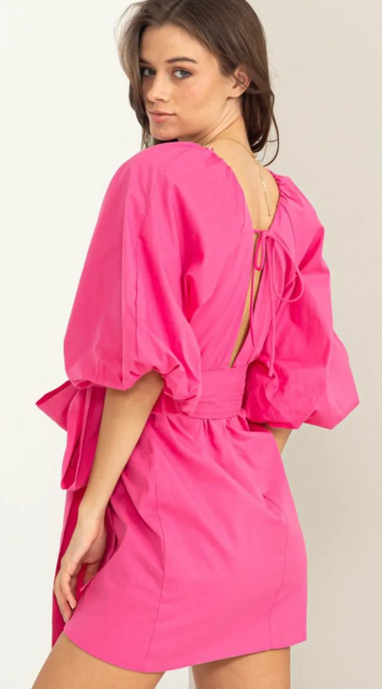 Magenta Puff Sleeve Blouse