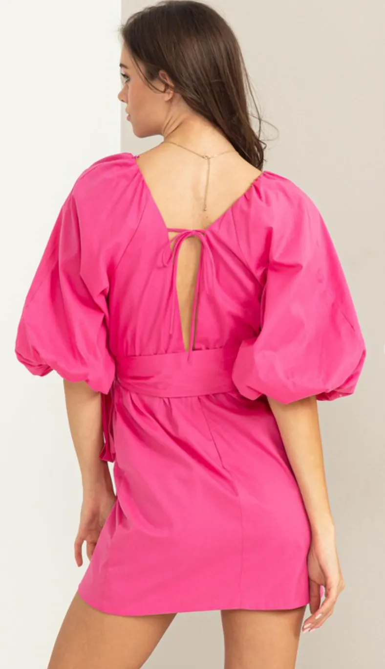 Magenta Puff Sleeve Blouse