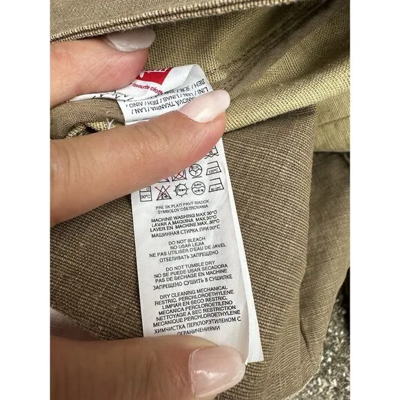 Mango MNG New York Small DRAB GREEN 100% Linen Hooded Long Utility Coat