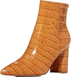Marc Fisher LTD Womens Daith Leather Embossed Dress Boots Tan 6 Medium (B,M)