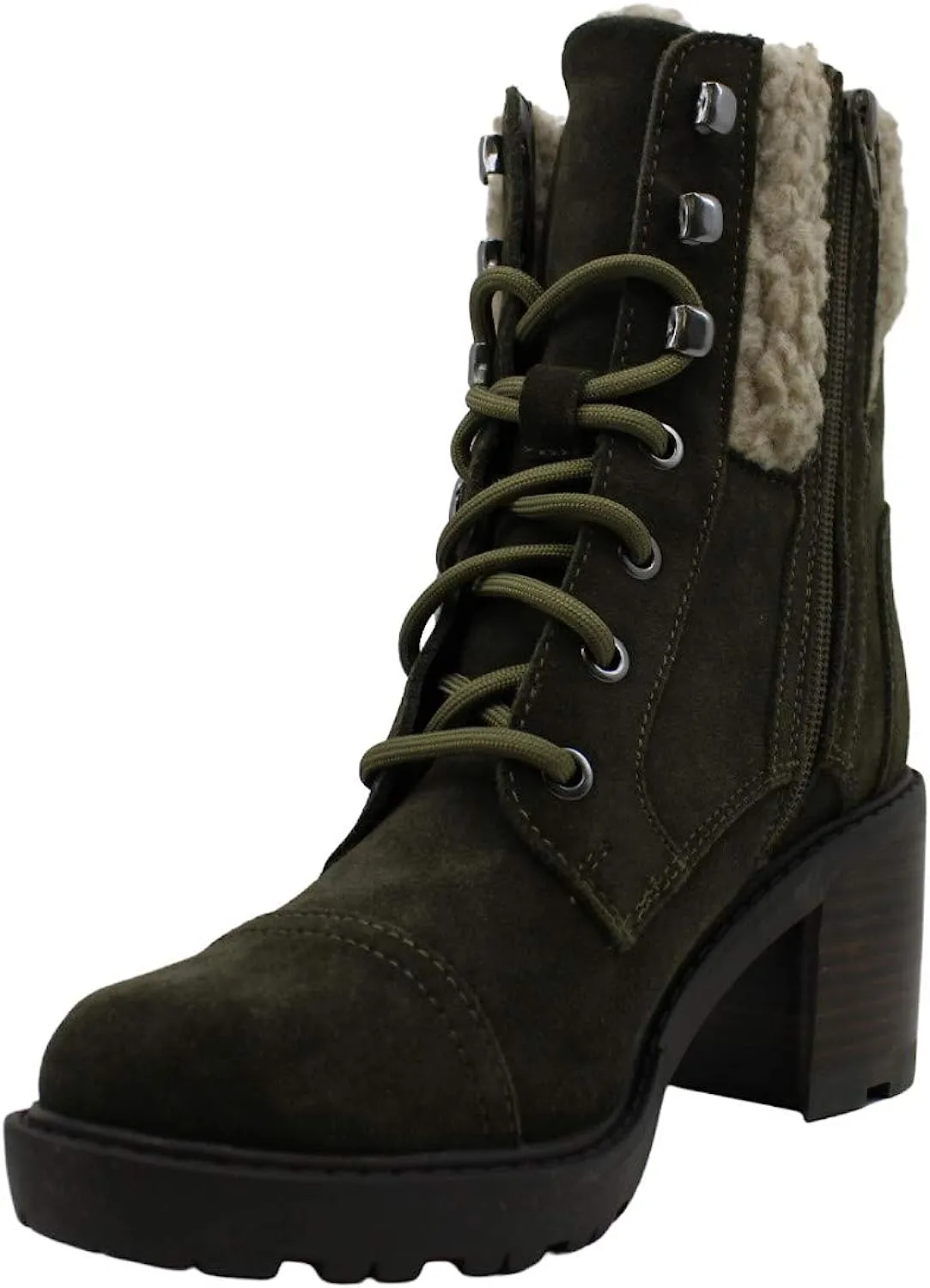 Marc Fisher Womens Lansly Suede Lug Sole Lace-Up Boot Green 6 Medium (B,M)