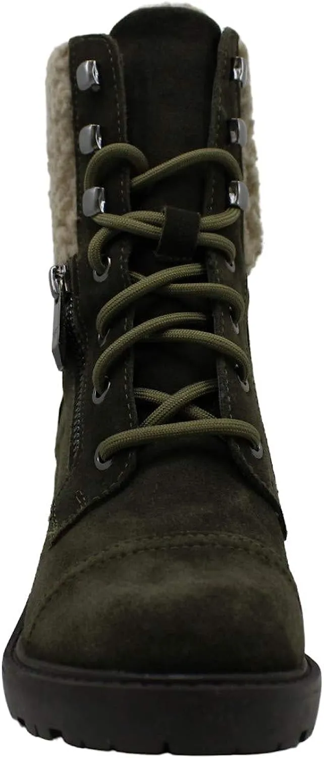 Marc Fisher Womens Lansly Suede Lug Sole Lace-Up Boot Green 6 Medium (B,M)