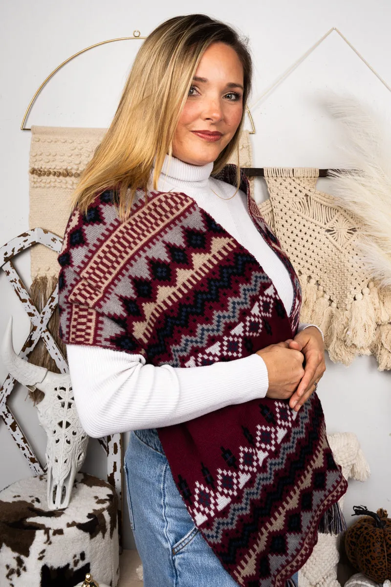 Maricopa Mesa Long Scarf, Burgundy