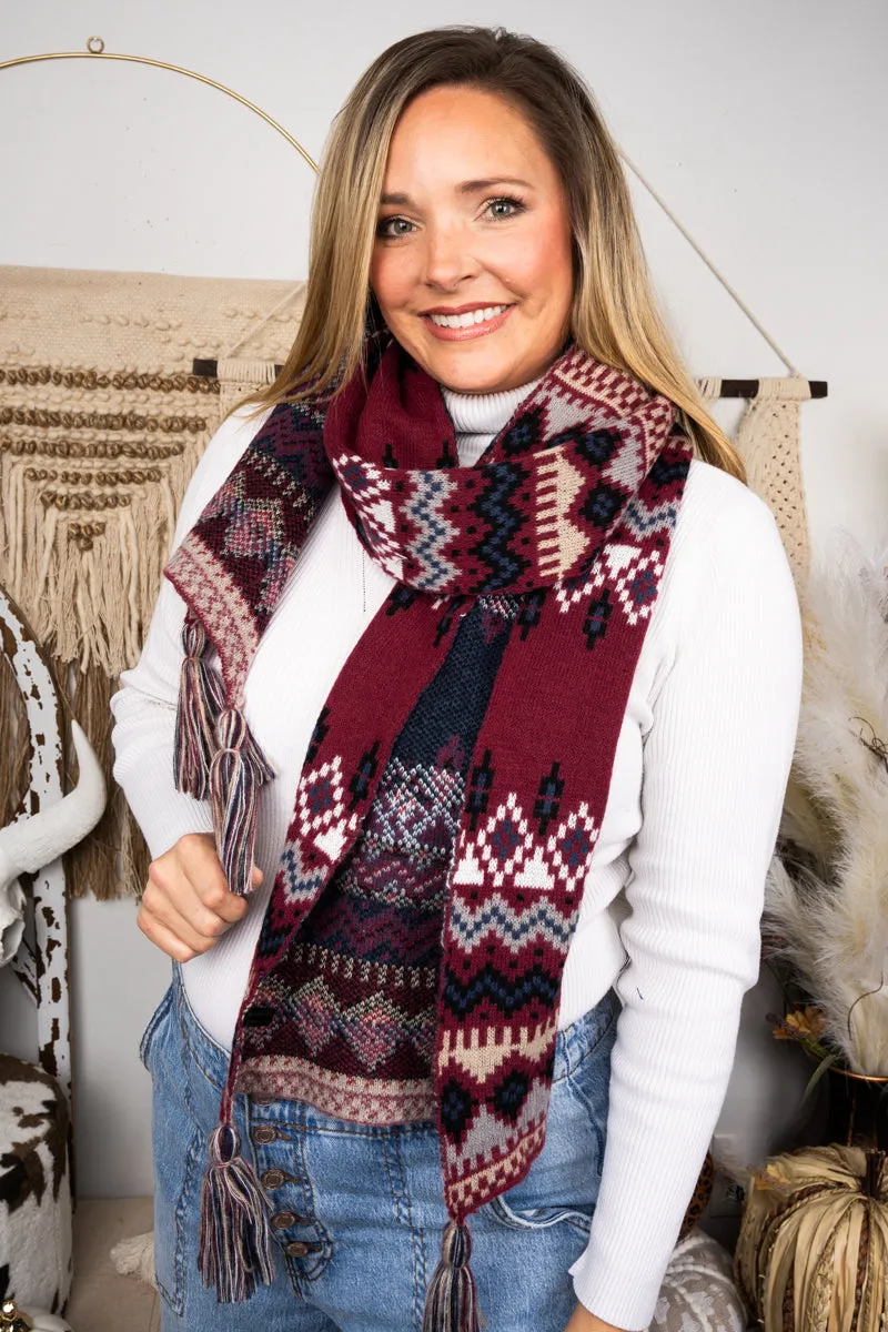 Maricopa Mesa Long Scarf, Burgundy