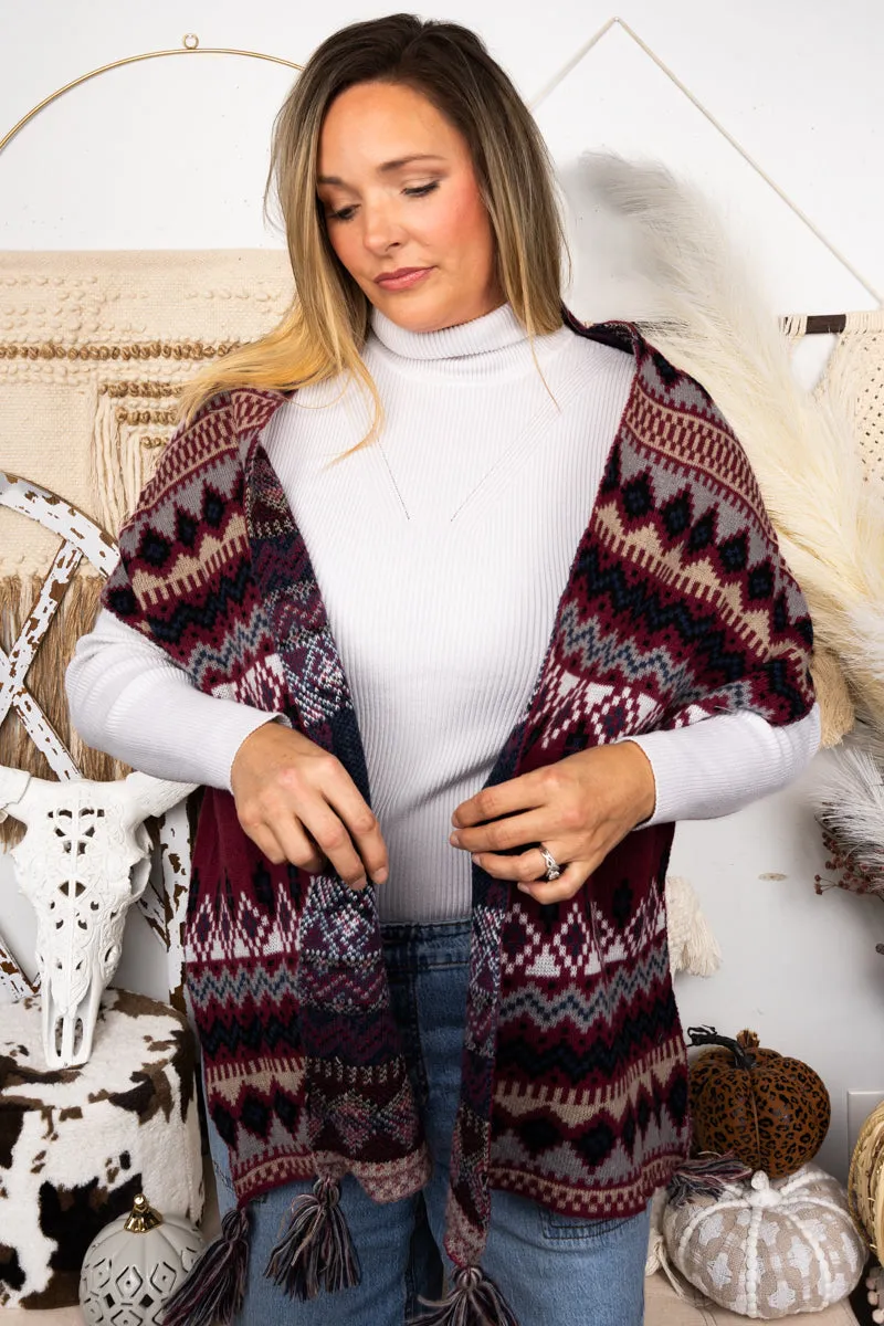 Maricopa Mesa Long Scarf, Burgundy