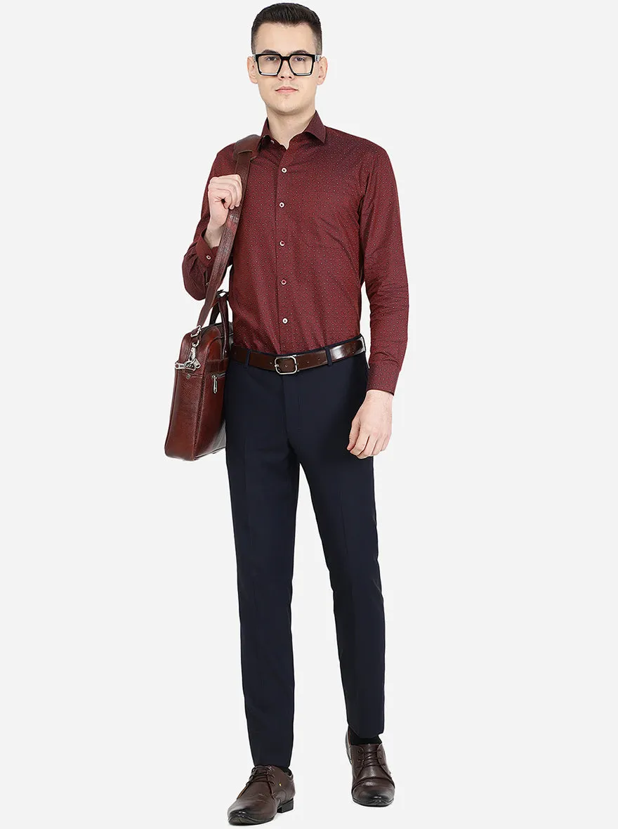 Maroon Printed Slim Fit Formal Shirt | Greenfibre