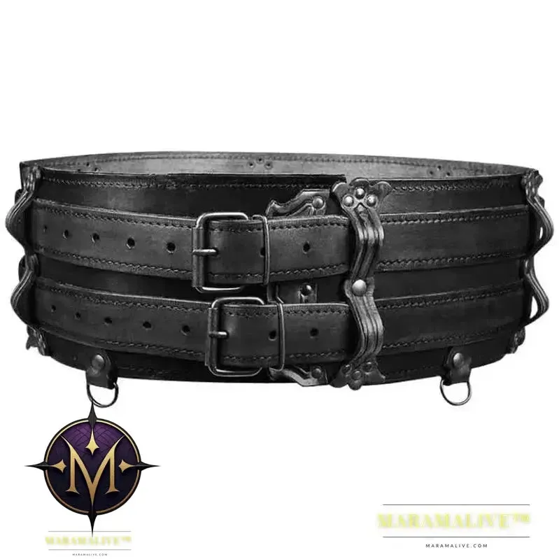 Medieval Steampunk Viking Warrior PU Leather Wide Belt, Norse Celtic Knight Waistband Armor for Larp Cosplay Costume Accessory