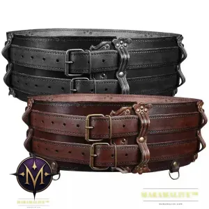 Medieval Steampunk Viking Warrior PU Leather Wide Belt, Norse Celtic Knight Waistband Armor for Larp Cosplay Costume Accessory