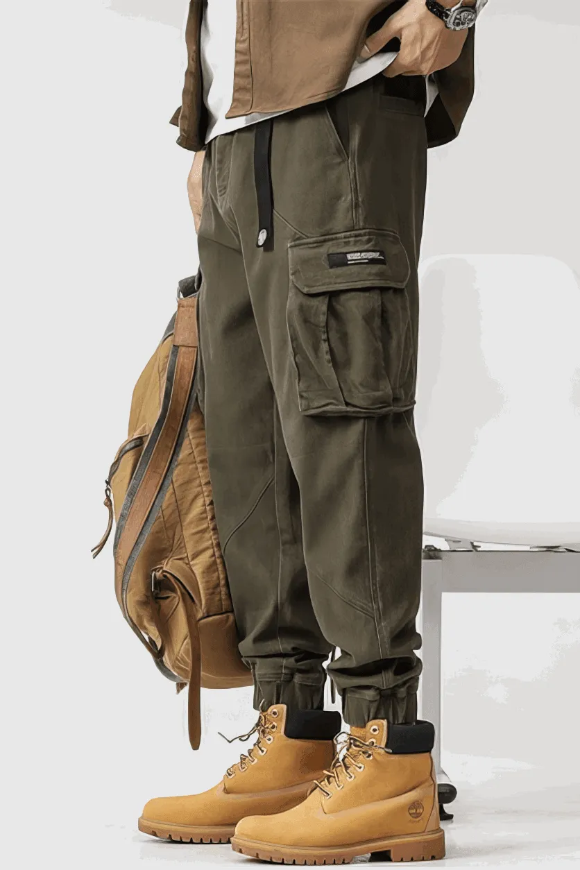 Men’s Cargo Pants – Loose Fit, Elastic Cuffs, Utility Style for Winter