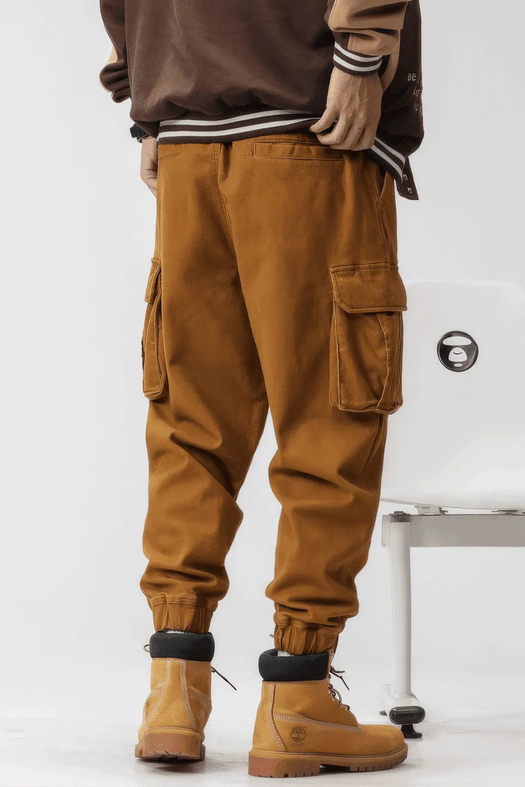 Men’s Cargo Pants – Loose Fit, Elastic Cuffs, Utility Style for Winter