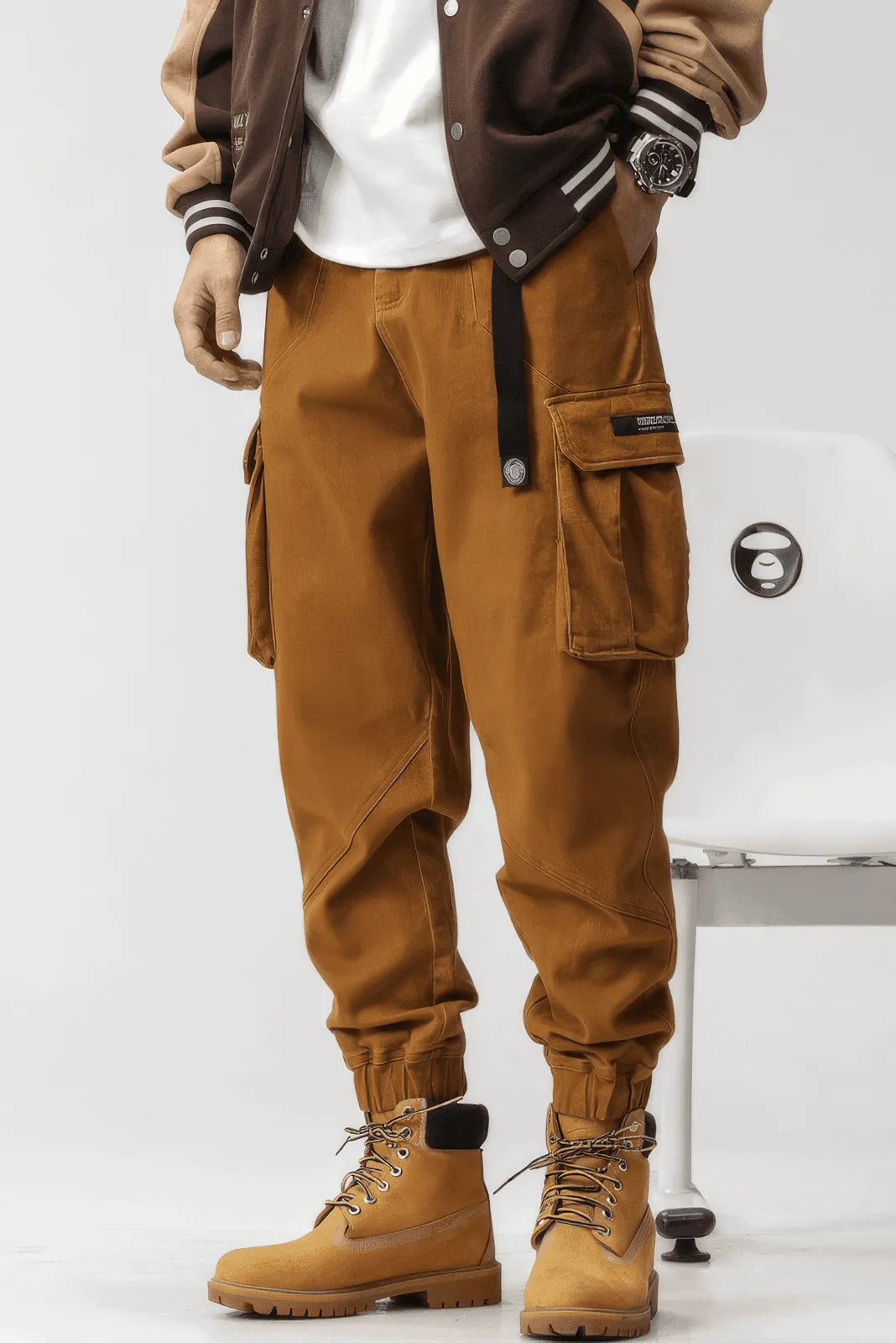 Men’s Cargo Pants – Loose Fit, Elastic Cuffs, Utility Style for Winter