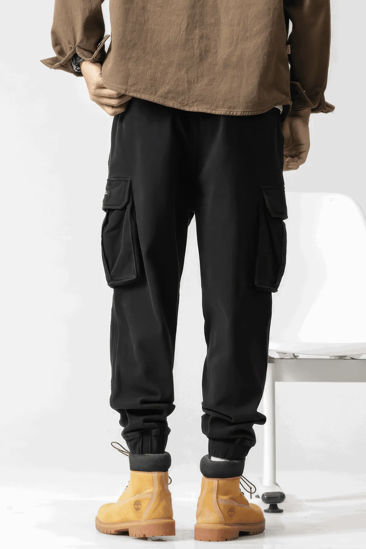 Men’s Cargo Pants – Loose Fit, Elastic Cuffs, Utility Style for Winter