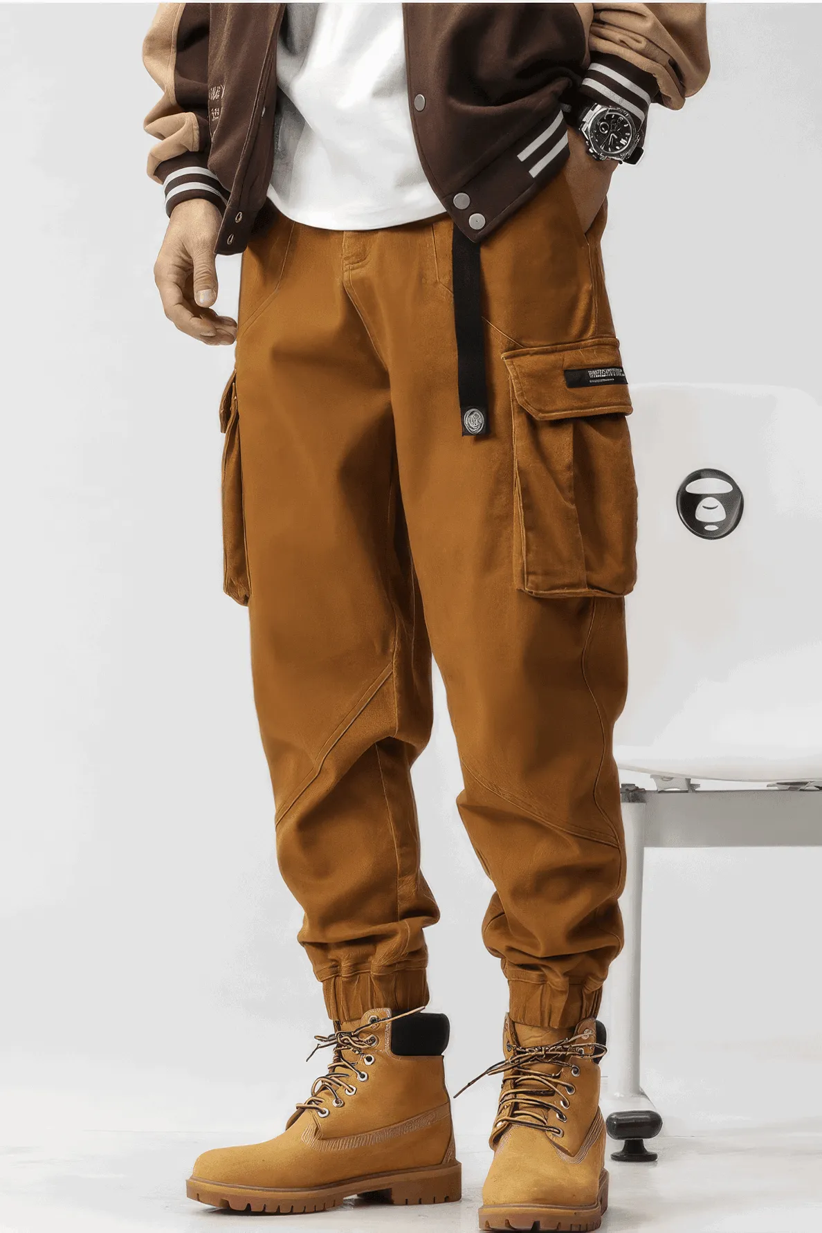 Men’s Cargo Pants – Loose Fit, Elastic Cuffs, Utility Style for Winter