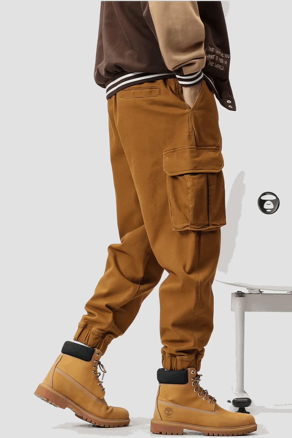 Men’s Cargo Pants – Loose Fit, Elastic Cuffs, Utility Style for Winter
