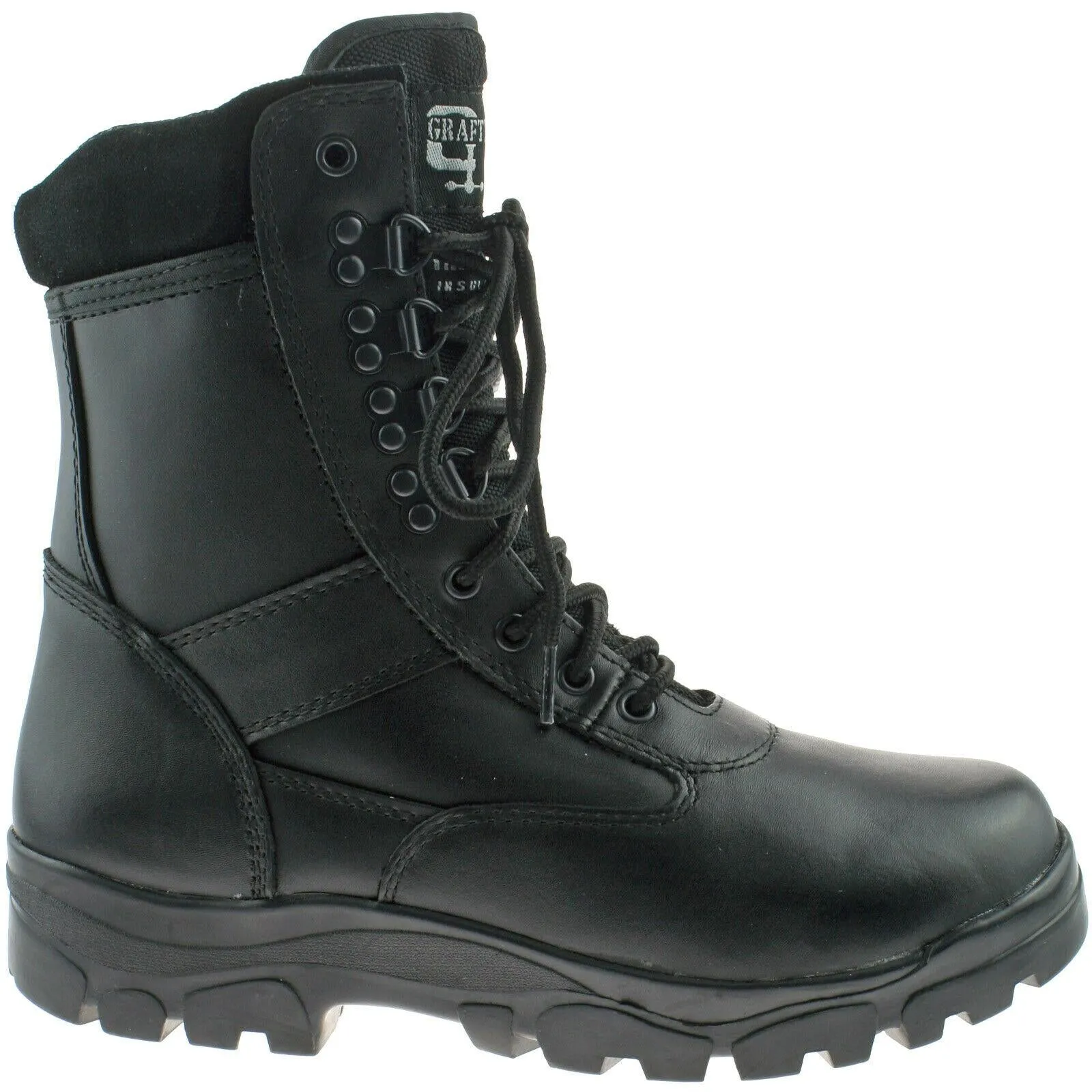 Mens Grafters Combat Cadet Boots Tactical Black Leather M671A