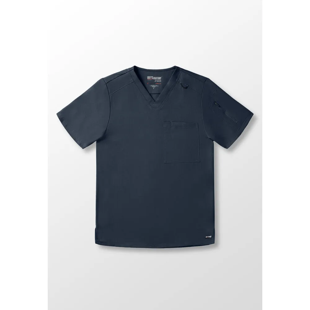 Men's Murphy Scrub Top - Greys Anatomy Spandex Stretch Collection / Color - Steel / Fit - Regular / Sizes - XS, S, M, L, XL, 2XL, 3XL by Barco Uniforms
