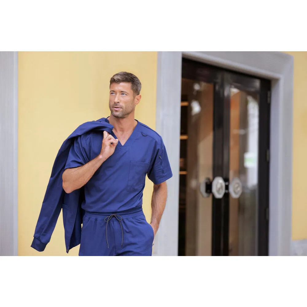 Men's Murphy Scrub Top - Greys Anatomy Spandex Stretch Collection / Color - Steel / Fit - Regular / Sizes - XS, S, M, L, XL, 2XL, 3XL by Barco Uniforms