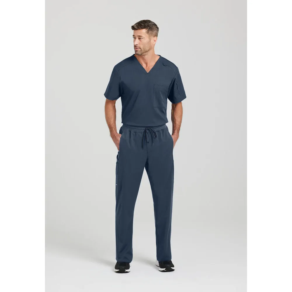 Men's Murphy Scrub Top - Greys Anatomy Spandex Stretch Collection / Color - Steel / Fit - Regular / Sizes - XS, S, M, L, XL, 2XL, 3XL by Barco Uniforms