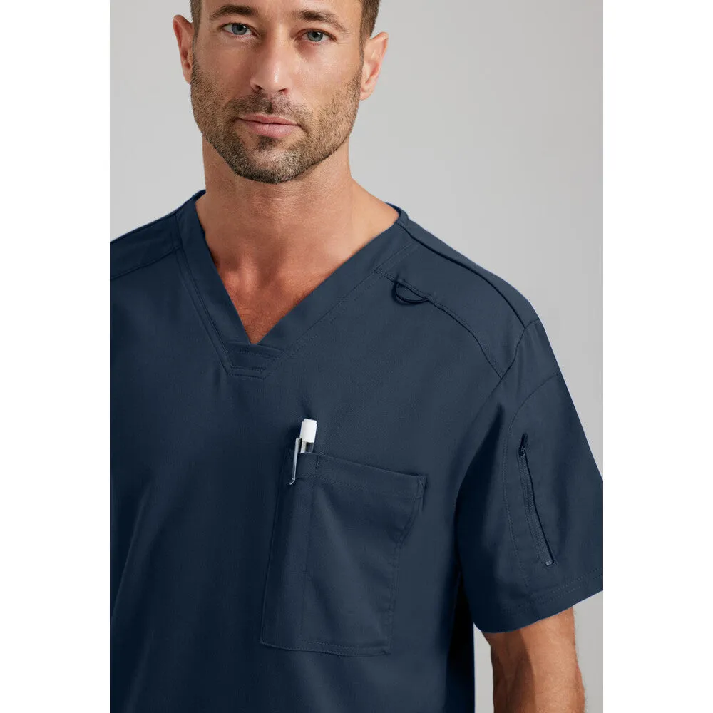 Men's Murphy Scrub Top - Greys Anatomy Spandex Stretch Collection / Color - Steel / Fit - Regular / Sizes - XS, S, M, L, XL, 2XL, 3XL by Barco Uniforms