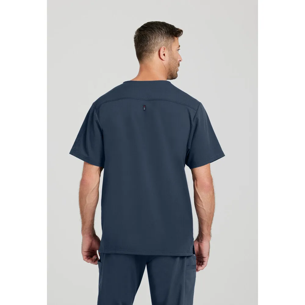 Men's Murphy Scrub Top - Greys Anatomy Spandex Stretch Collection / Color - Steel / Fit - Regular / Sizes - XS, S, M, L, XL, 2XL, 3XL by Barco Uniforms