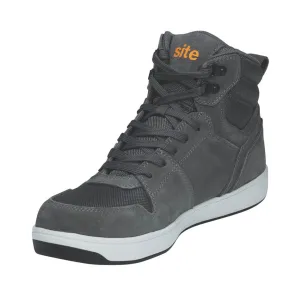 Mens Safety Trainer Boots Grey Steel Toe Cap Ankle Comfort Leather Size 9