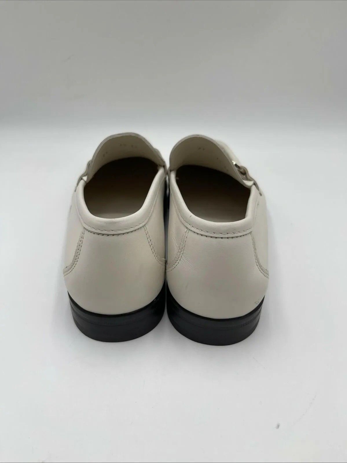 Men’s Salvatore Ferragamo Gancini White Leather Loafers Size 7.5EE - Very Good