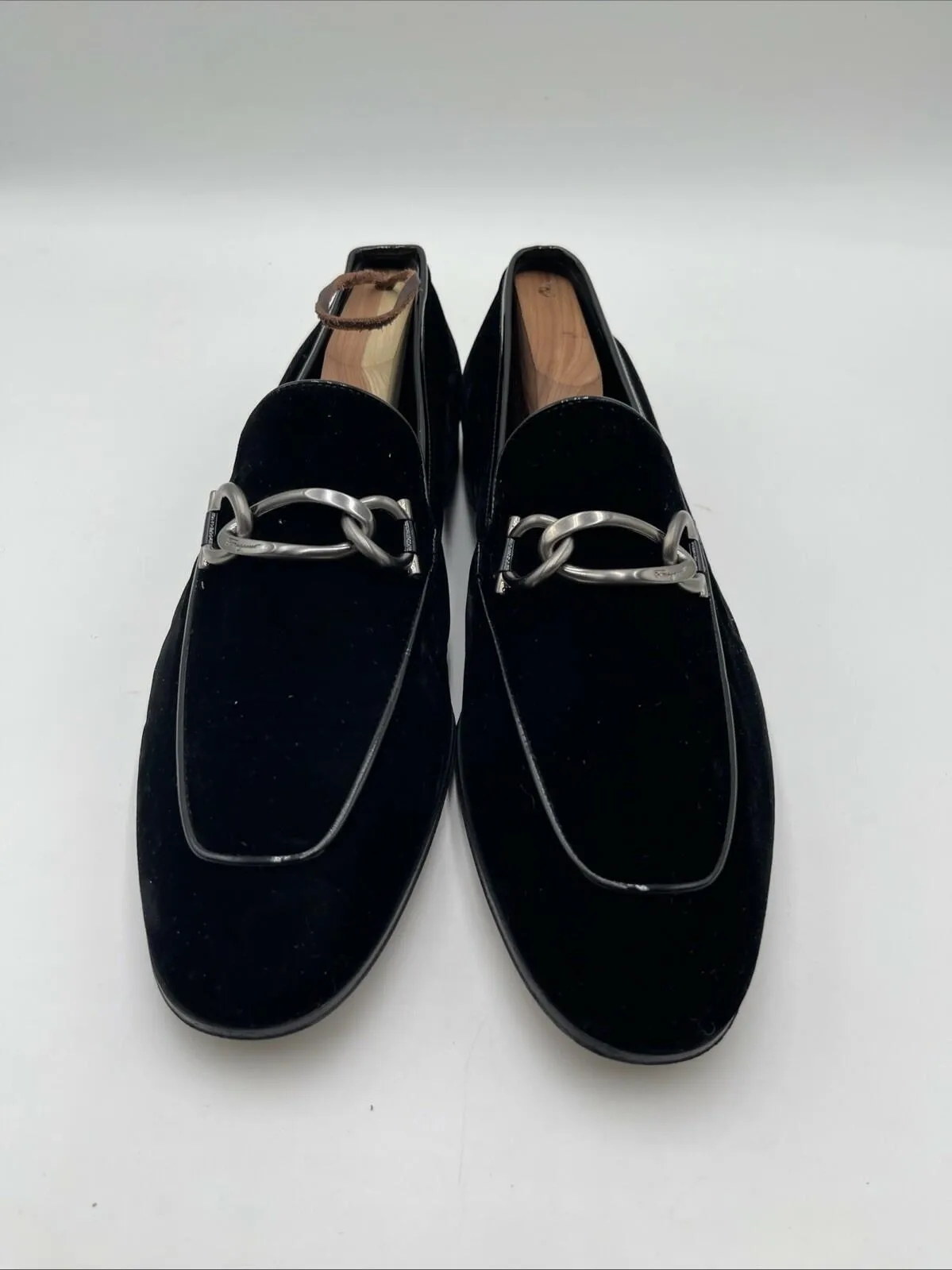 Men’s Salvatore Ferragamo Seral Velvet Bit Loafers Black Size 9D - Very Good