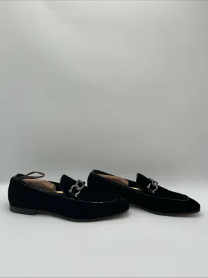 Men’s Salvatore Ferragamo Seral Velvet Bit Loafers Black Size 9D - Very Good