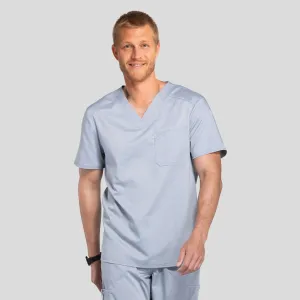 Men's V-Neck Solid Scrub Top | Grey