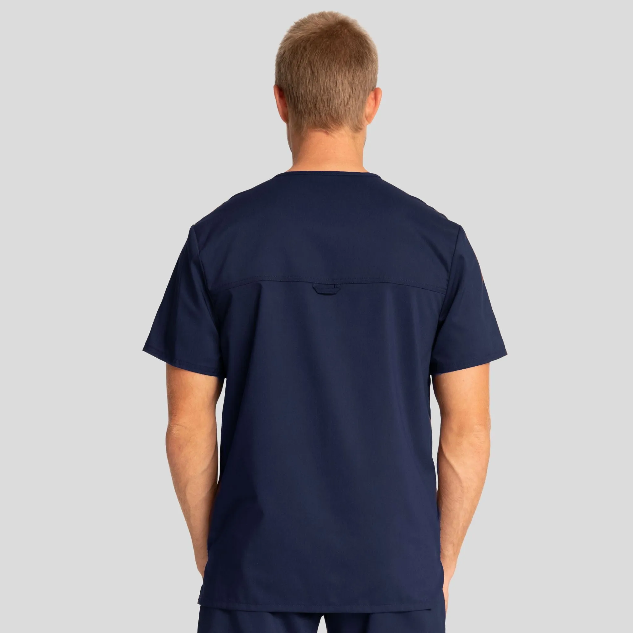 Men's V-Neck Solid Scrub Top | Navy