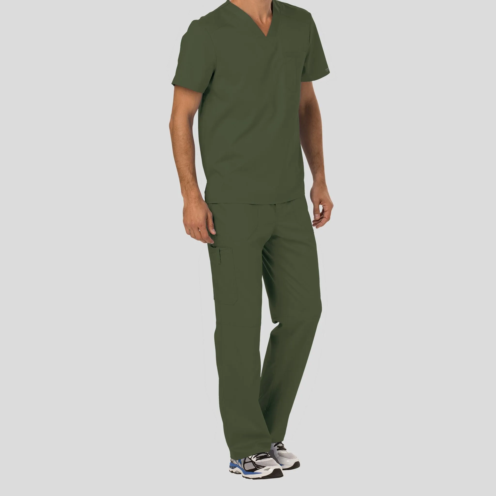 Men's V-Neck Solid Scrub Top | Olive