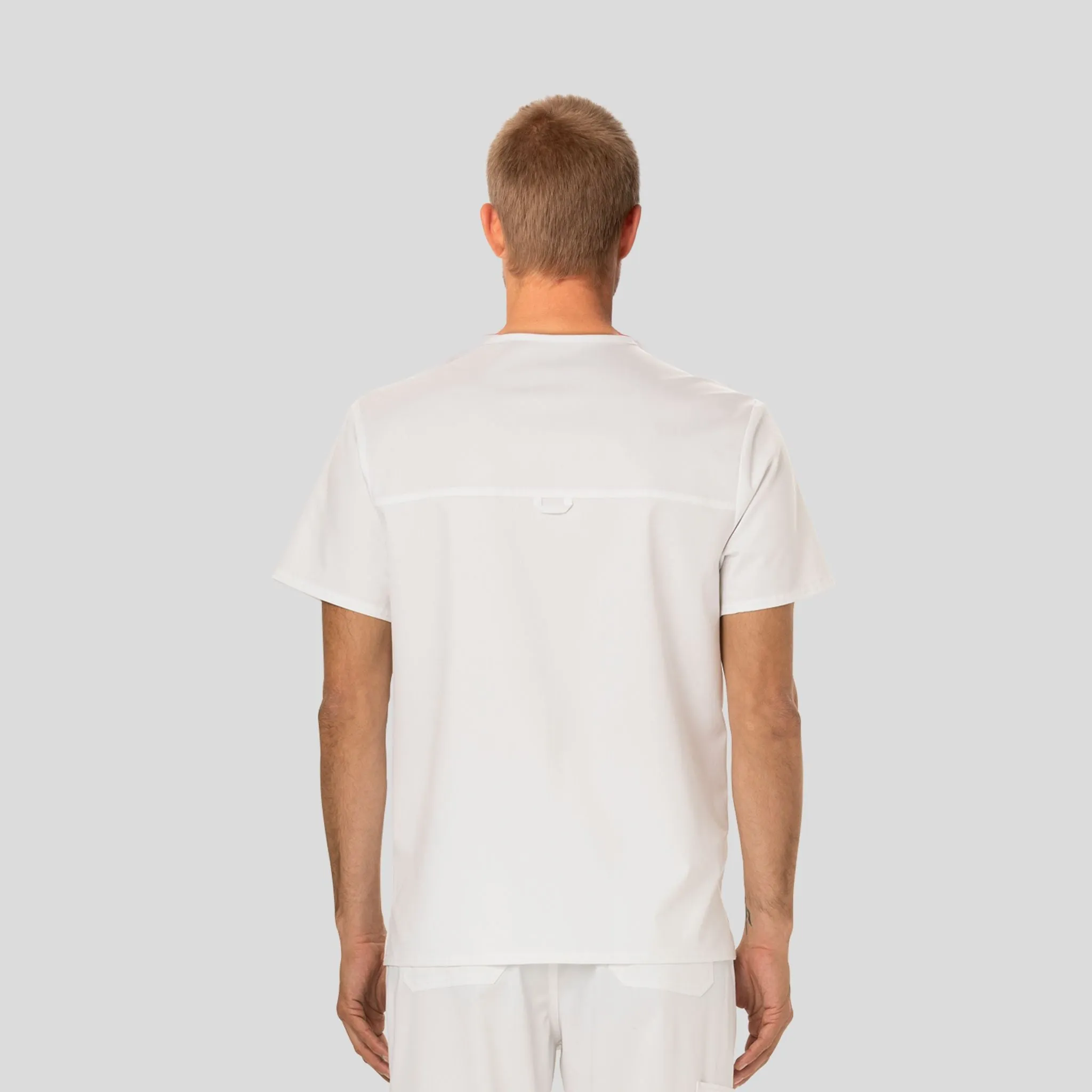 Men's V-Neck Solid Scrub Top | White