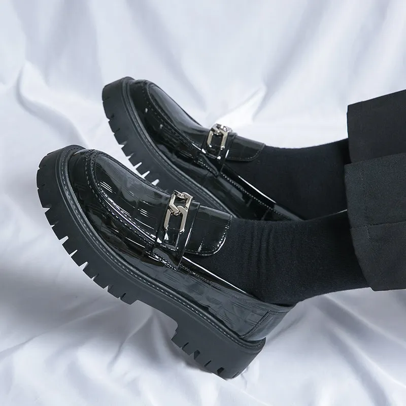 Men's Youth British Style Platform Big Head Workwear Leather Shoes
