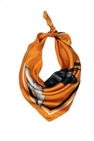 MERLE / ORANGE Silk Print Scarf