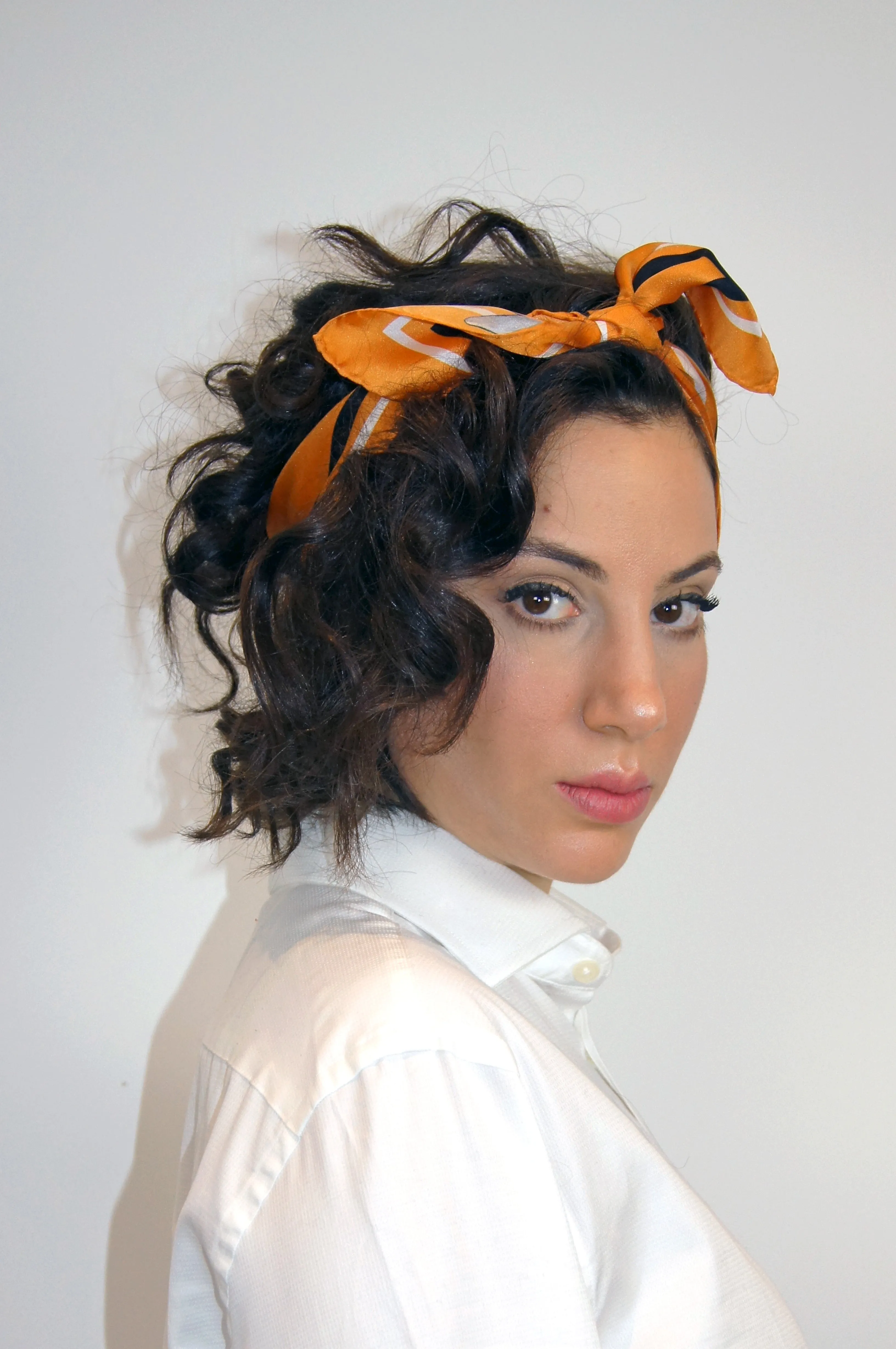 MERLE / ORANGE Silk Print Scarf