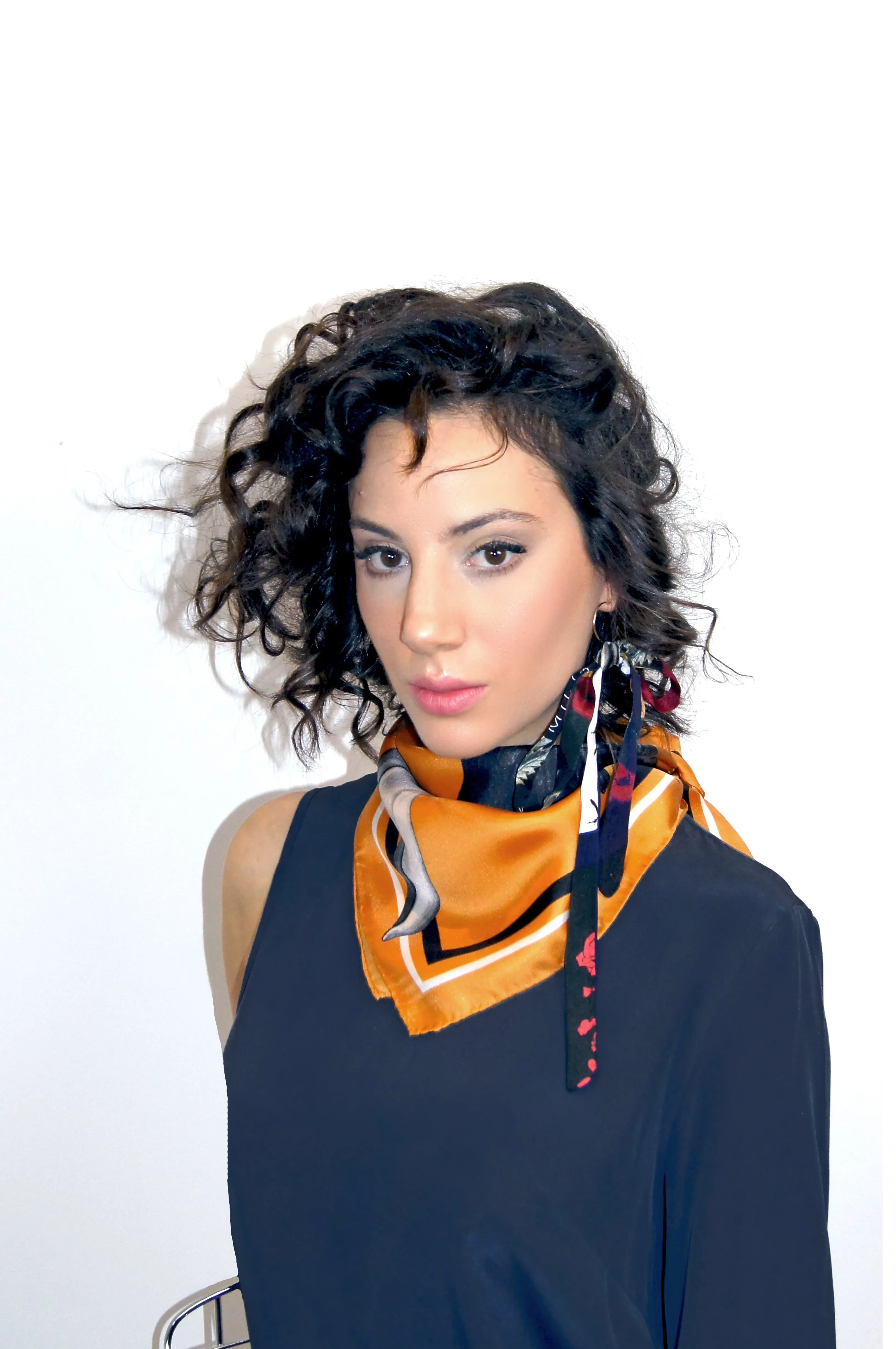 MERLE / ORANGE Silk Print Scarf