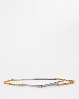 Miu Miu Lavender Leather & Gold Chain Thin Belt