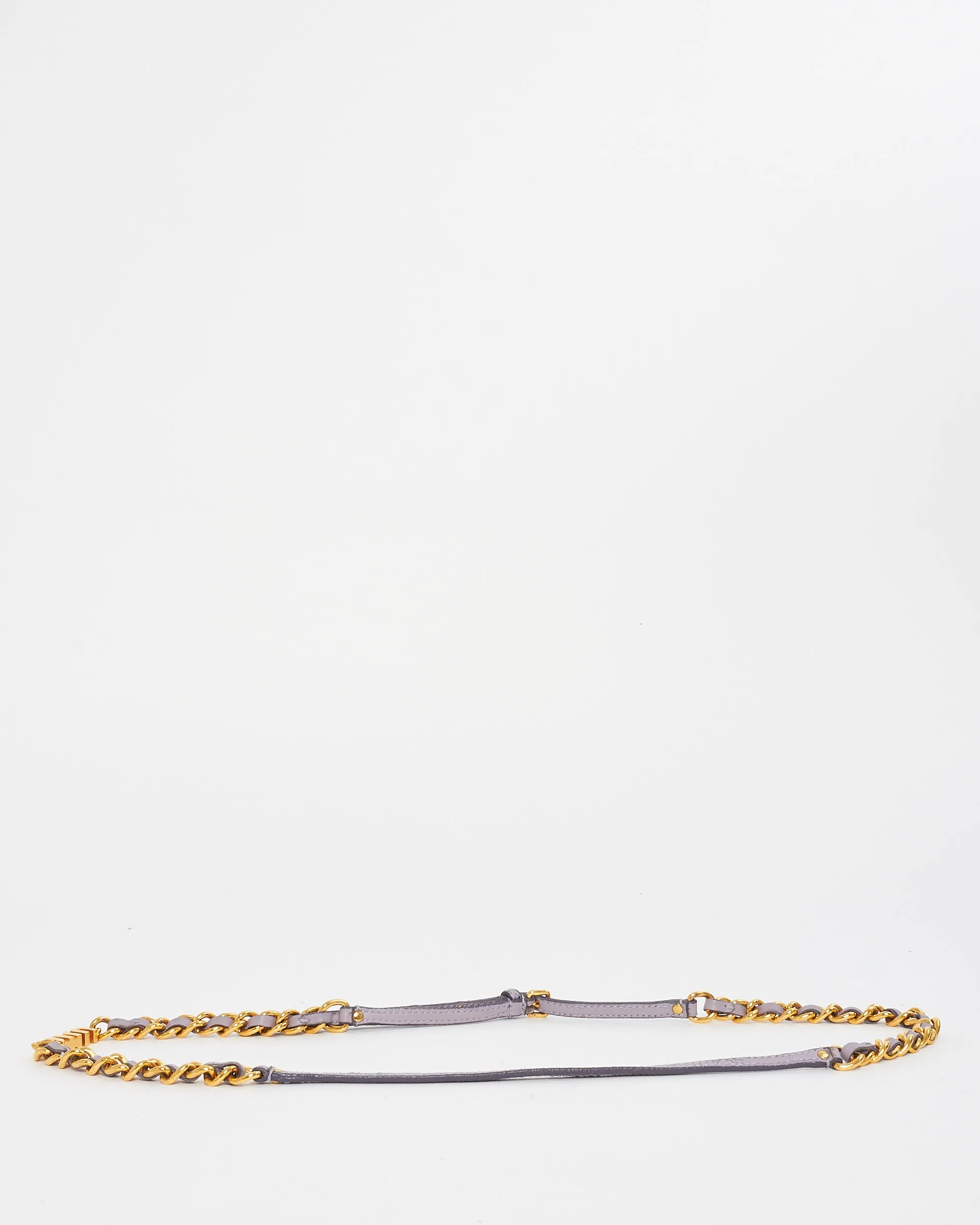 Miu Miu Lavender Leather & Gold Chain Thin Belt