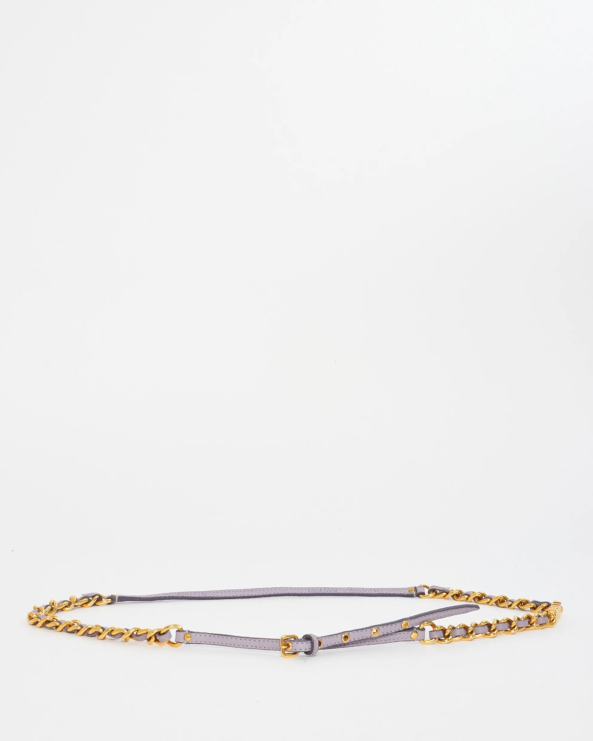 Miu Miu Lavender Leather & Gold Chain Thin Belt