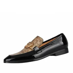 Moccasins Loafers For Mens Golden Chain Patent Leather