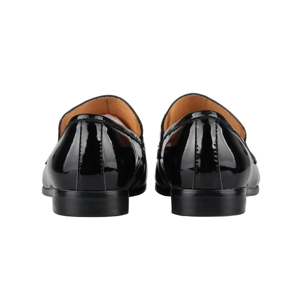Moccasins Loafers For Mens Golden Chain Patent Leather