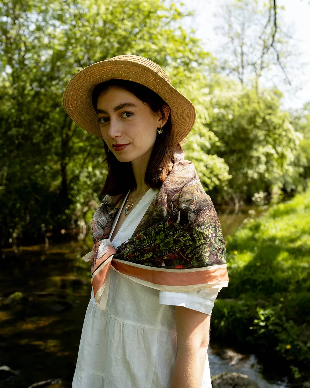 Morning Song Narrative Silk Blend Square Scarf