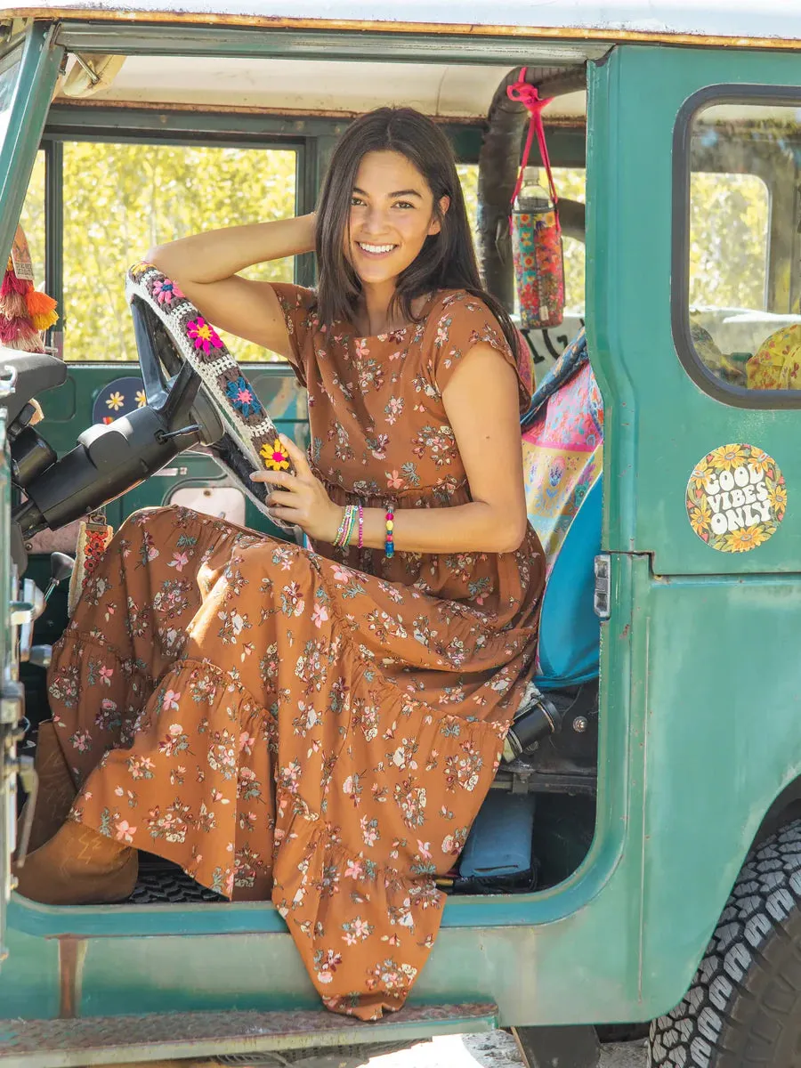 Natural Life Berkley Maxi Dress - Brown Bouquets