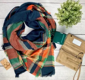Navy Fall Mix Blanket Scarf