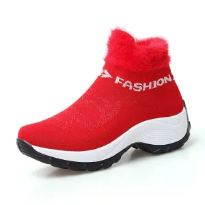New Winter Ankle Boots Women Snow Boots Warm Plush Platform Sneakers Breathable Mesh Sneakers Travel