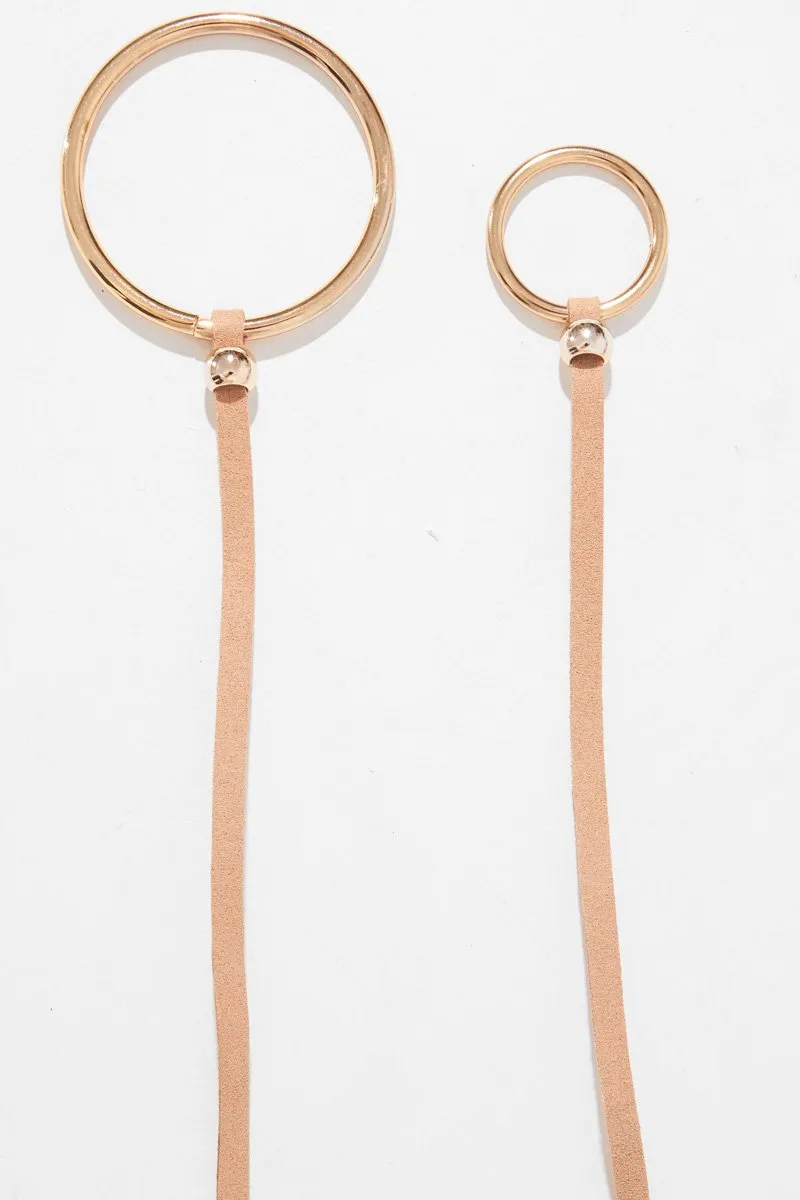 Nude Faux Suede Wrap Ring Belt - Marleny