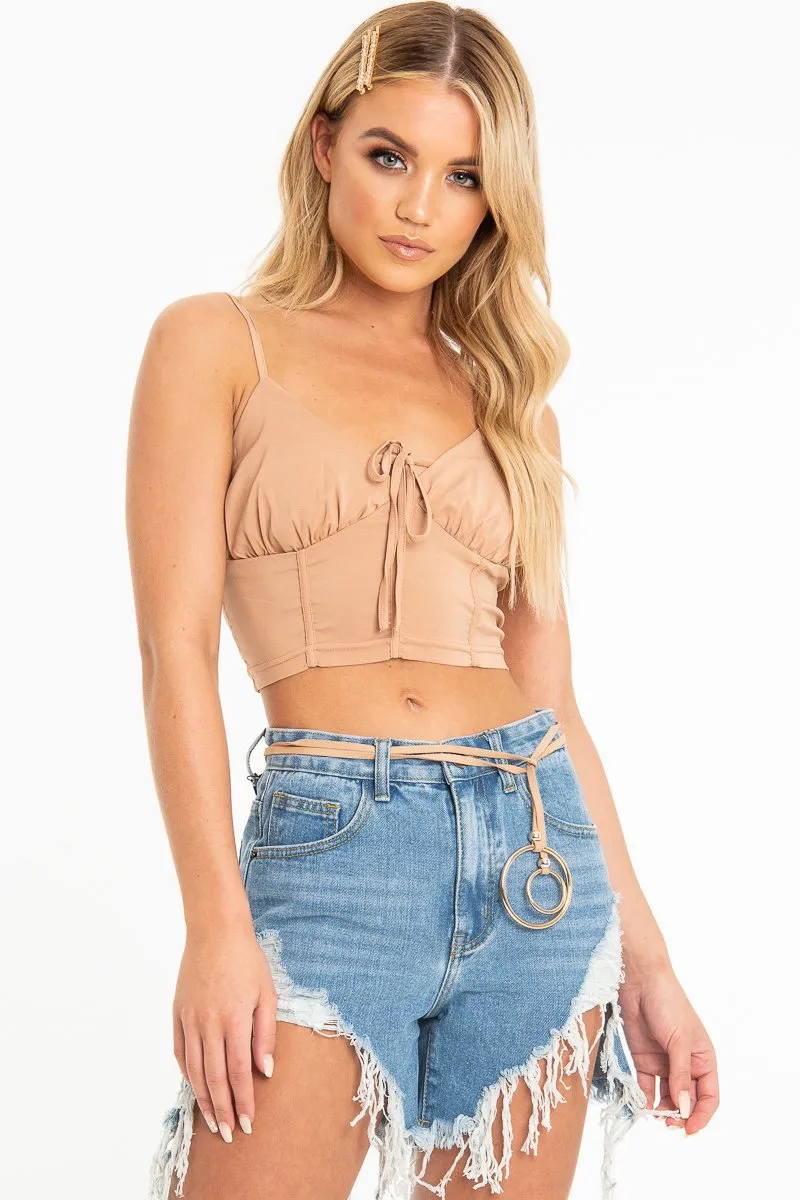 Nude Faux Suede Wrap Ring Belt - Marleny